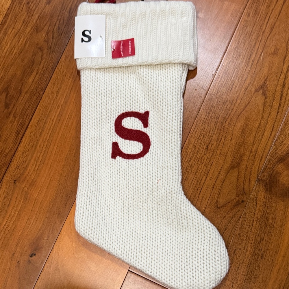 Wondershop Cream Knit Stocking with Red Letter S